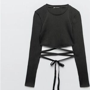 Zara ribbed crop top tied top